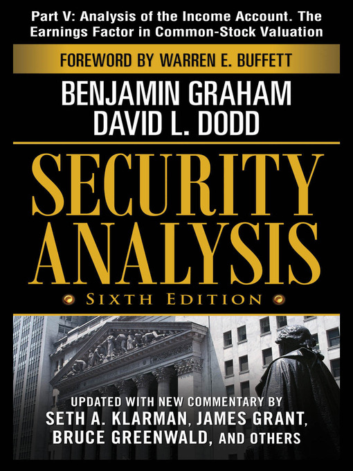 Cover image for Analysis of the Income Account. The Earnings Factor in Common-Stock Valuation